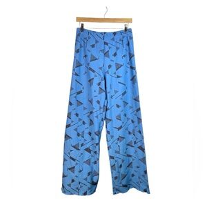 Haystacks Abstract Print Blue Casual Pants Comfort Wide Leg Trousers Size XL